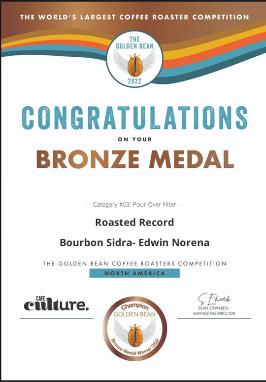 Edwin Norena- Bourbon Sidra *Competition Series* | The Roasted Record Coffee Shop & Roaster - Stuart Florida.